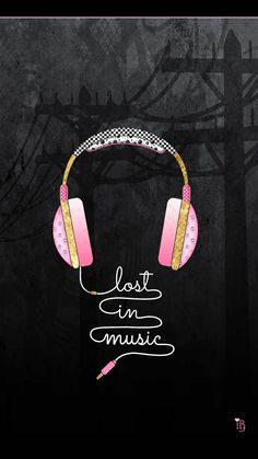 a pair of headphones with the words last in music written below it on a black background