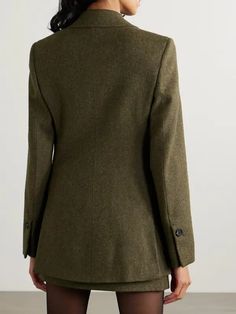 FERRAGAMO Wool-tweed Blazer - Green | Editorialist Green Tweed Blazer, Green Tweed, Micro Skirt, T Shirt And Jeans, Tweed Blazer, Sheer Blouse, Salvatore Ferragamo, The Fall, Women Collection