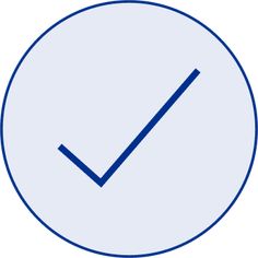 a blue circle with a check mark in it's center on a white background