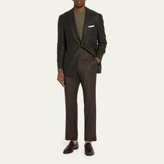 Kiton sport coat in houndstooth with windowpane overcheck Single-breasted silhouette; 3 rolled to 2 buttons Notched lapels Chest welt pocket Side patch pockets Unfinished sleeves   Double-vented back Cashmere/wool Made in Italy Cashmere Jacket, Mens Cashmere, Pocket Jacket, Green Coat, Field Jacket, Cashmere Wool, Print Jacket, Sports Jacket, Sport Coat