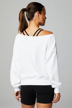 Year Round Terry Off Shoulder Sweatshirt Fabletics white female Activewear >> Womens >> Tops >> Sweatshirts >> Pullovers Year Round Terry regular Everyday/Lounge Female Activewear, Off Shoulder Sweatshirt, Nike Sweatshirt, Nike Sweatshirts, Pullover Sweatshirts, Classic White, Active Wear For Women, Sweatshirts Women, Off The Shoulder