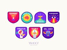 the logos for yahoo's virtual experience, which are designed to look like cartoon characters