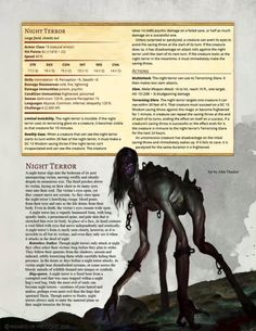 an image of a monster in the middle of a page with information about its body