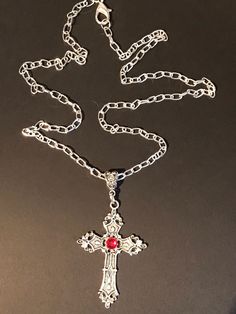 Large tibetan silver cross on chunky chain 24in long cross s 2.5in x 1.5in silver plated chain and a lobster claw fastening clasp Emo Accessories, Necklaces Long, Edgy Jewelry, Dragon Jewelry, Cross Chain, Jewelry Accessories Ideas, Chunky Jewelry, Expensive Jewelry