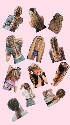 Collage Hairstyles Collage, Hair Collage, 5 Strand Braid, Volleyball Hair, Sports Hair