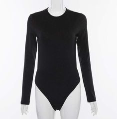 Black O Neck Long Sleeve Slim Women Bodysuits - For Women USA Black Long Sleeve Solid Color Bodysuit, Fall Black Elastane Bodysuit, Basic Solid Color Elastane Bodysuit, Basic Long Sleeve Stretch Bodysuit, Basic Stretch Long Sleeve Bodysuit, Basic Stretch Bodysuit With Long Sleeves, Black Bodysuit For Fall, Black Long Sleeve Elastane Leotard, Black Solid Color Bodysuit For Fall