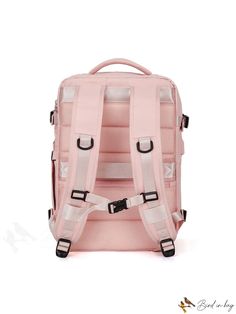 a pink backpack with straps on it