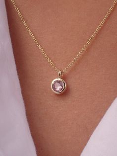 0.14ct Pink Sapphire Solitaire 14k Solid Gold Necklace Pendant | Etsy Phoebe Necklace, September Birthstone Necklace, Gold Necklace Pendant, Necklace Ideas, Jewellery Sketches, Pink Gem, Sapphire Solitaire, Solid Gold Necklace, Dope Jewelry