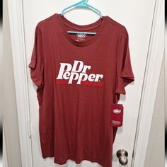 Brand New With Tags Torrid Women's Tee Size 2x Dr. Pepper Graphic Maroon Color Cotton/Polyester Blend Short Sleeve Crew Neck Dr Pepper Clothes, Dr Pepper Hoodie, Dr Pepper Merch, Dr Pepper Shirt, Red Cotton Pop Culture T-shirt, Red Novelty Cotton T-shirt, Dr Pepper, Maroon Color, Womens Tees