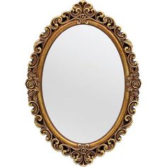 an ornate gold framed mirror on a white background with clipping for text or image