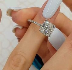 White Gold Cushion Cut Engagement Ring, Engagement Rings Cushion Cut, 2ct Engagement Ring, Cushion Cut Engagement Ring Solitaire, Cushion Cut Wedding Rings, Most Beautiful Engagement Rings, Propose Ring, Square Engagement Rings, Hidden Halo Engagement Ring