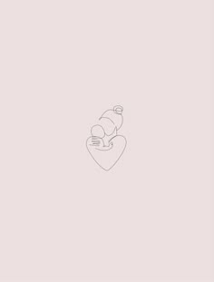 a line drawing of a person holding a baby in their arms with a heart on it