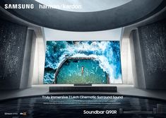 an advertisement for samsung's new 4k uhd tv is shown in this image