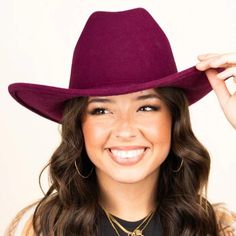 Women's Cattleman Style Burgundy Western Felt Cowboy Hat Nwt Top Off Your Western Style Outfit With This Chic Hat. Sure To Make A Statement! Felt Construction In Burgundy Wine 15.75" Long X 14.25" Wide 3.75" Brim Approx. 23" Circumference (Opening) Curved Sides Cattleman Crease - Center Creased Crown With Flowing Side Dents Adjustable Sweatband One Size Fits Most Nwt Western, Rodeo, Cowgirl, Horse, Equestrian, Rodeo Queen, Cowboys, Ranch, Rancher, Farm, Farmer, Cattle, Roper, Barrel Racer, Coast Fall Hats With Short Brim, Solid Color Short Brim Hat For Fall, Solid Hat Band For Rodeo In Fall, Solid Hat Bands For Rodeo In Fall, Winter Rodeo Felt Hat, Casual Felt Hat For Fall, Solid Felt Hat For Fall, One Size Fits Most, Casual Felt Hat For Rodeo In Fall, Casual Felt Hat For Fall Rodeo