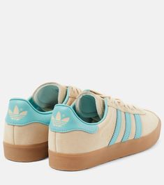 Gazelle 85 suede sneakers in neutrals - Adidas | Mytheresa Low-top Suede Adidas Sneakers, Adidas Blondey Gazelle, Cute Gazelles, Multicolor Low-top Platform Sneakers, Multicolor Suede Low-top Sneakers, Adidas Suede, Wool Shirt, Shoes Sneakers Adidas, Suede Sneakers