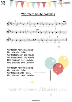 sheet music with the words wir teten heute fasching