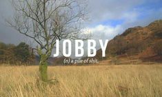 a tree in a field with the words jobby on it