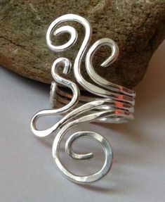 Wire Wrap Rings, Wire Jewelry Rings, Wire Wrap Jewelry Designs, Silverware Jewelry, Swirl Ring