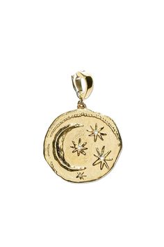 AZLEE JEWELRYFINE JEWELPENDANT YELLOW GOLD Small Bare Cosmic Diamond Charm Celestial Moon-shaped Coin Pendant Jewelry, Celestial 14k Gold Coin Pendant Jewelry, Celestial Medallion Jewelry With Moon Charm, Gold Moon-shaped Engraved Jewelry, Gold Celestial Jewelry With Star Charm, Gold Engraved Moon-shaped Jewelry, Yellow Gold Moon-shaped Charm Jewelry, Yellow Gold Moon-shaped Jewelry With Charms, Celestial Yellow Gold Jewelry With Moon Phase