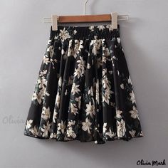 Olivia Mark - Floral Print Midi Skirt with High Waist and Chiffon Fabric - A-line Umbrella Skirt Modest Long Skirts, Floral Print Midi Skirt, Umbrella Skirt, Womens Prom Dresses, Skirt And Sneakers, Wrap Around Skirt, Trendy Fashion Outfits, Printed Midi Skirt, Chiffon Skirt