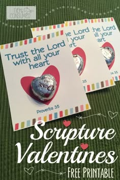 two valentine's day cards with the words, trust the lord with all your heart