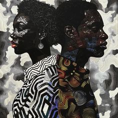 two black women with different patterns on their faces