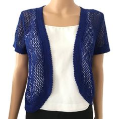 Women's Chic Knit Shrug Cardigan Color : Navy One Size Beautiful Knitting Shrug For Summer Perfectly Match Your Night Dress, Casual Wear With Sleeveless Top, Tank Top Brand New Winter Blue Shrug, Blue Winter Pointelle Knit Cardigan, Fitted Blue Open Knit Cardigan, Elegant Blue Knit Cardigan, Blue Open Knit Cardigan For Summer, Blue Open Knit V-neck Sweater, Elegant Blue Summer Cardigan, Blue Pointelle Knit Cardigan, Blue Open Knit Winter Cardigan