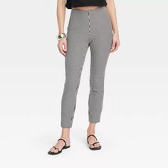 Women's Bi-stretch Skinny Pants - A New Day™ : Target Mid-rise Pull-on Style Leggings For Work, Mid-rise Pull-on Leggings For Work, Chic Stretch Leggings With Pockets, Trendy High Rise Jeggings For Work, Trendy High-rise Jeggings For Workwear, Chic Elastane Leggings For Business Casual, Trendy Stretch Jeggings For Workwear, Chic Non-stretch Straight Leg Jeggings, Trendy Fitted Jeggings For Work