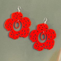 Oversize Red Flamenco Earrings / Statement Hoop Flower Earrings / Rafflesia Big Flower Earrings / Su Red Flower Earrings With Ear Wire, Red Flower Earrings With Ear Wire For Party, Red Flower Drop Earrings, Red Pierced Hoop Earrings For Party, Red Flower-shaped Earrings For Party, Red Flower Shape Earrings For Party, Handmade Red Flower Earrings For Party, Red Floral Earrings For Party, Red Flower-shaped Party Earrings