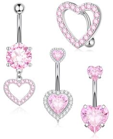 PRICES MAY VARY. Express your love: The pink heart design symbolizes love and affection, making our belly piercing jewelry an ideal gift for yourself or a loved one to show your appreciation and affection. High-quality material: Our Gemtastic Heart Surgical Steel Belly Button Rings are made from surgical steel, ensuring durability and long-lasting wear. Eye-catching design: Featuring a stunning pink heart-shaped gem, our belly piercing jewelry adds a touch of elegance and charm to any navel pier Pink Heart Belly Rings For Valentine's Day, Pink Heart-shaped Belly Rings For Gift, Heart-shaped Pink Belly Rings For Gift, Pink Heart-shaped Body Jewelry For Valentine's Day, Pink Internally Threaded Belly Rings As Gift, Pink Heart Shaped Body Jewelry For Gift, Pink Heart-shaped Body Jewelry For Gift, Pink Heart Body Jewelry For Gift, Elegant Pink Piercings As A Gift