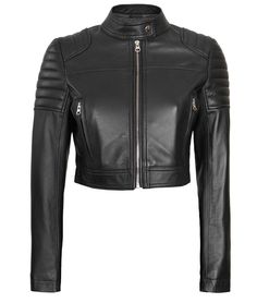 Cafe Racer Black Cropped Leather Jacket For Women
Introducing our Women's Black Cropped Leather Cafe Racer Jacket, a stylish and bold addition to your wardrobe. Made from 100% real lambskin leather, this jacket features a cropped length and a sleek cafe racer design, offering a modern twist to a classic style. With its fitted silhouette and premium craftsmanship, it effortlessly enhances your outfit with a touch of rebellious charm. Perfect for both casual and edgy ensembles, this jacket is a must-have for any fashion-forward woman seeking a confident and statement-making look. Leather Cropped Jacket For Spring Night Out, Fitted Leather Cropped Jacket In Edgy Style, Luxury Leather Cropped Jacket For Fall, Black Leather Cropped Jacket For Night Out, Cropped Leather Biker Jacket With Zipper, Black Leather Cropped Jacket With Zipper, Fall Cropped Leather Biker Jacket, Leather Cropped Biker Jacket For Fall, Cropped Leather Biker Jacket For Fall