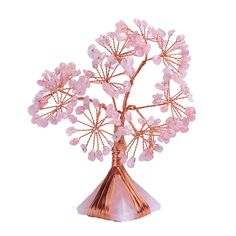 a wire sculpture with pink flowers on it and measurements for each piece in the figure