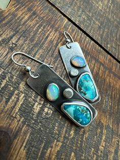 Sterling Silver Patina Earrings, Silver Patina Drop Earrings, Silver Drop Earrings With Patina, Diy Wire Wrapped Jewelry, Silversmithing Jewelry, Silversmith Jewellery, Seaglass Jewelry, Silver Smithing, Eco Jewelry