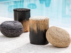 Synthetic rope and teak garden stool SAUVAGE by CBdesign_2