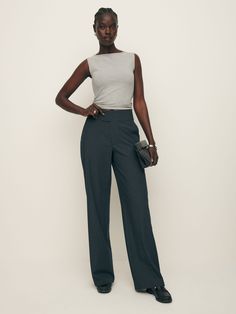 No nonsense. Shop the Risa Pant from Reformation, a low rise pant with a relaxed leg and buckle detailing at the waist. Mid-rise Formal Pants With Belt Loops, Formal Mid-rise Pants With Belt Loops, Fitted Mid-rise Wide Leg Pants With Belt Loops, Elegant Mid-rise Pants With Belt Loops, Chic Mid-rise Wide Leg Pants With Belt Loops, Versatile Straight Leg Dress Pants With Belt Loops, Chic Mid-rise Wide Leg Pants For Business Casual, Low Waist Pants, Low Rise Pants