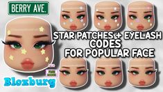 Star Face Codes Bloxburg, Berry Avenue Star Patches Codes, Berry Avenue Codes Stars On Face, Brookhaven Codes Eyelashes, Berry Avenue Codes Face Stars, Berry Avenue Codes For Eyelashes, Roblox Pimple Patch Code, Codes For Berry Ave Star Face, Berry Avenue Star Codes