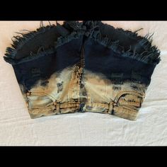 Black With Ombr Bleach Fringed Jean Shirt Cut Offs Girls Never Worn Fitted Cotton Grunge Shorts, Fitted Grunge Cotton Shorts, Grunge Fitted Cotton Shorts, Grunge Style Fitted Cotton Shorts, Black Cotton Cutoff Shorts, Black Stretch Cotton Jean Shorts, Edgy Black Cotton Shorts, Black Cotton Grunge Shorts, Distressed Black Cotton Jean Shorts