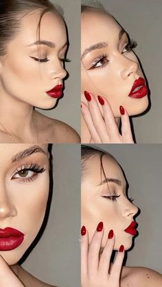 Red Lips Makeup Look, Punk Makeup, Date Night Makeup, Makeup Before And After, Red Lip Makeup, Night Beauty, Red Makeup, Olivia Palermo