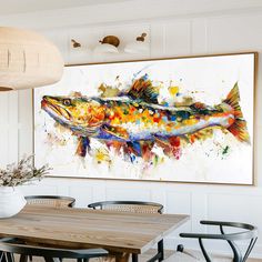 Beautiful Colorful Fish Acrylic painting On Canvas Colorful Fish Painting, Fish Oil Painting, Painting For Home, Elephant Art, Fish Painting, Linen Canvas, Colorful Fish, Fish Oil, Acrylic Paints