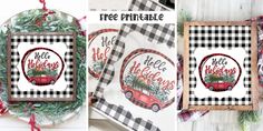 three pictures of christmas decorations with the words free printable