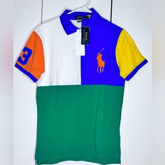 Beautiful Polo Shirt Sporty Fitted Multicolor T-shirt, Fitted Multicolor Sporty T-shirt, White Color Block Short Sleeve Polo Shirt, Multicolor Summer Polo Shirt, Fitted Color Block Polo Shirt, Summer Orange Polo Shirt With Polo Collar, Orange Polo Shirt With Polo Collar For Summer, Orange Polo Shirt With Collar For Summer, Summer Orange Polo Shirt With Collar