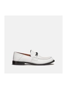 Coach Women's Putnam Loafer White G2359 An update of a prep staple, this versatile leather women's shoe is designed with a fold-down heel to be worn as both a loafer and a mule. Signature Chain hardware adds shine and an iconic Coach look. Leather upper Leather lining and footbed Rubber outsole Slip on 3/4" heel Leather Shoes Woman, Mule, Leather Women, Leather Upper, Loafers, Slip On, Women Shoes, Chain, Heels