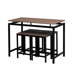 three piece nesting table set in black and brown