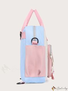 BirdinBag - Versatile Buckle & Knot Graduate Backpack - Ideal for School, College, and Outdoor Activities Pink Handheld Satchel For School, Portable Handheld Satchel For School, School Satchel With Double Handle, Rectangular Shoulder Bag With Zipper Closure, Multicolor Portable Student Bag, School Backpack With Zipper Closure And Double Handle, Handheld School Satchel With Adjustable Handle, School Backpack Laptop Bag With Removable Pouch, School Backpack With Removable Pouch And Double Handle