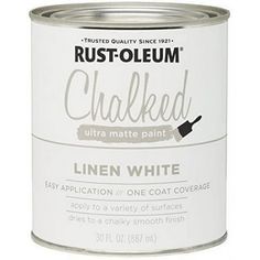 a white paint can with the words chalked on it