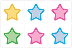 four different colored stars arranged in squares