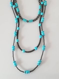 Turquoise Long Handmade Necklace, Handmade Long Turquoise Necklaces, Handmade Long Turquoise Necklace, Handmade Turquoise Long Necklace, Unique Multi-strand Turquoise Necklace, Handmade Turquoise Howlite Beaded Necklaces, Unique Multi-strand Turquoise Necklace Gift, Turquoise Multi-strand Handmade Jewelry, Handmade Turquoise Multi-strand Necklaces