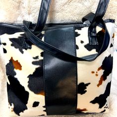 Super Adorable. Heard That Cow High Tote Bag! Never Used. Excellent Condition. Rectangular Cow Print Travel Bag, Trendy Cow Print Bags For Everyday Use, Black Bag With Cow Print For Everyday Use, Cow Print Leather Bag For Daily Use, Leather Cow Print Bag For Everyday Use, Casual Everyday Bag With Cow Print, Brown Cow Print Bag For Everyday Use, Casual Cow Print Bags For Daily Use, Brown Cow Print Bag