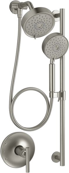 the shower head and handset are shown