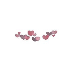 three hearts are arranged in the shape of letters that spell out love on a white background